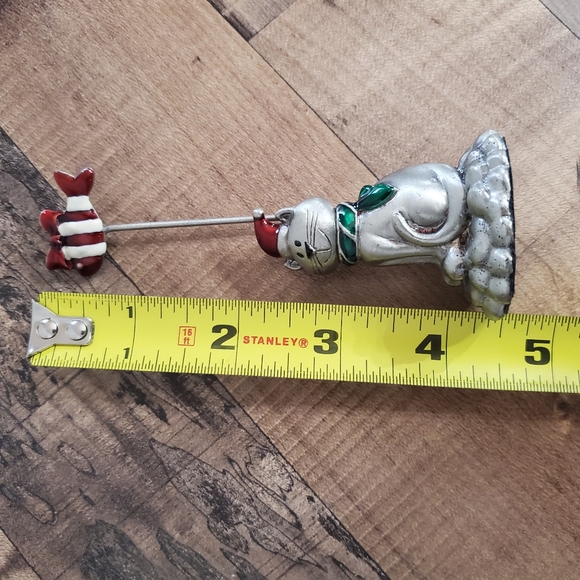 Pewter silver cat kitten place card picture holder Christmas santa cat and fish - Picture 10 of 14